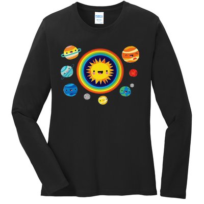 Solar System Space Planets For Stem Ladies Long Sleeve Shirt