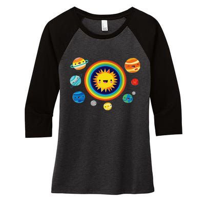 Solar System Space Planets For Stem Women's Tri-Blend 3/4-Sleeve Raglan Shirt