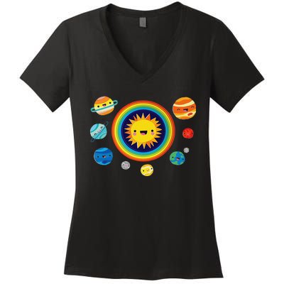 Solar System Space Planets For Stem Women's V-Neck T-Shirt