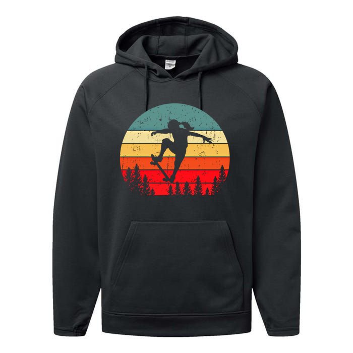 Skater Skateboarder Skateboarding Gift Performance Fleece Hoodie