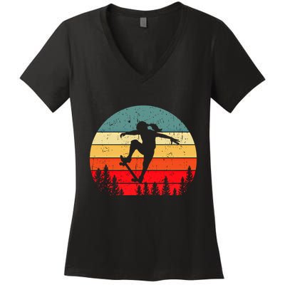 Skater Skateboarder Skateboarding Gift Women's V-Neck T-Shirt