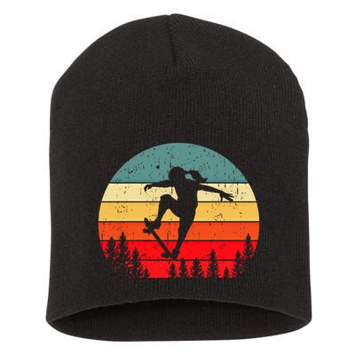 Skater Skateboarder Skateboarding Gift Short Acrylic Beanie
