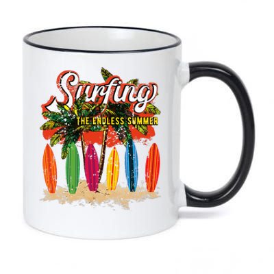 Surfboards Surfing Sunset California Beach Surfer Theme Gift 11oz Black Color Changing Mug