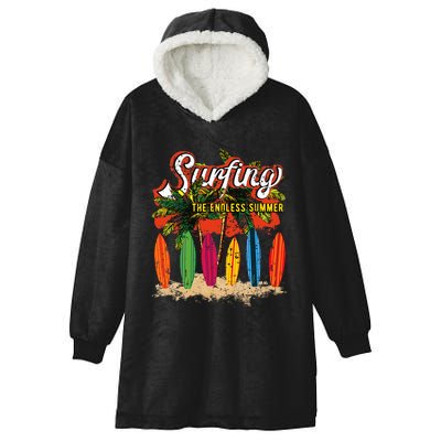 Surfboards Surfing Sunset California Beach Surfer Theme Gift Hooded Wearable Blanket