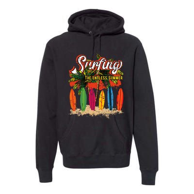 Surfboards Surfing Sunset California Beach Surfer Theme Gift Premium Hoodie