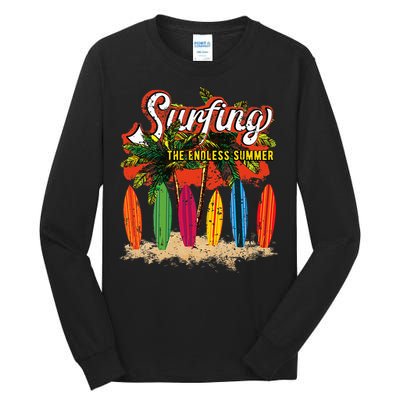 Surfboards Surfing Sunset California Beach Surfer Theme Gift Tall Long Sleeve T-Shirt