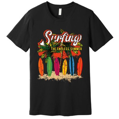 Surfboards Surfing Sunset California Beach Surfer Theme Gift Premium T-Shirt