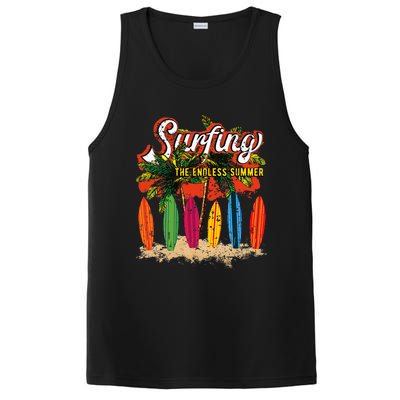 Surfboards Surfing Sunset California Beach Surfer Theme Gift PosiCharge Competitor Tank