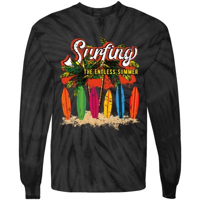 Surfboards Surfing Sunset California Beach Surfer Theme Gift Tie-Dye Long Sleeve Shirt