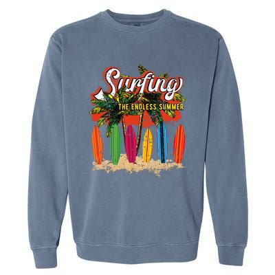 Surfboards Surfing Sunset California Beach Surfer Theme Gift Garment-Dyed Sweatshirt