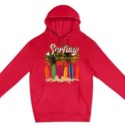 Surfboards Surfing Sunset California Beach Surfer Theme Gift Premium Pullover Hoodie