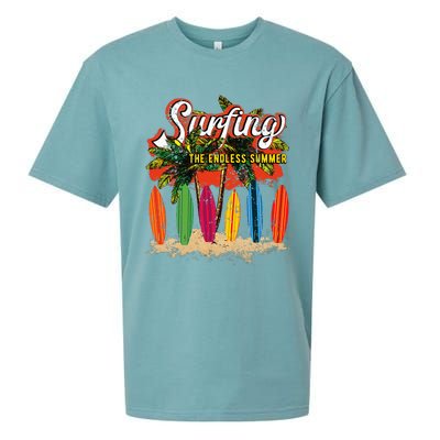 Surfboards Surfing Sunset California Beach Surfer Theme Gift Sueded Cloud Jersey T-Shirt