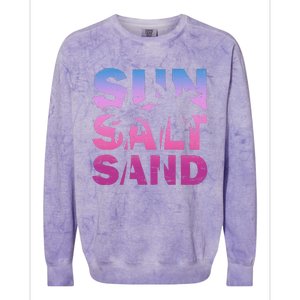 Sun Salt Sand Funny Palm Sun Retro Beach Summer Colorblast Crewneck Sweatshirt