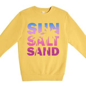 Sun Salt Sand Funny Palm Sun Retro Beach Summer Premium Crewneck Sweatshirt