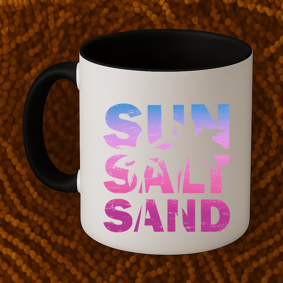 Sun Salt Sand Funny Palm Sun Retro Beach Summer Mug