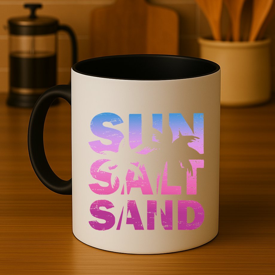 Sun Salt Sand Funny Palm Sun Retro Beach Summer Mug