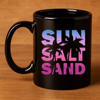 Sun Salt Sand Funny Palm Sun Retro Beach Summer 11oz C Handle Ceramic Mug