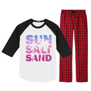 Sun Salt Sand Funny Palm Sun Retro Beach Summer Raglan Sleeve Pajama Set