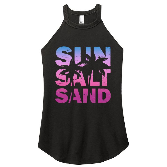 Sun Salt Sand Funny Palm Sun Retro Beach Summer Women's Perfect Tri Rocker Tank