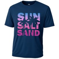 Sun Salt Sand Funny Palm Sun Retro Beach Summer Cooling Performance Crew T-Shirt