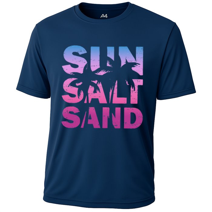 Sun Salt Sand Funny Palm Sun Retro Beach Summer Cooling Performance Crew T-Shirt