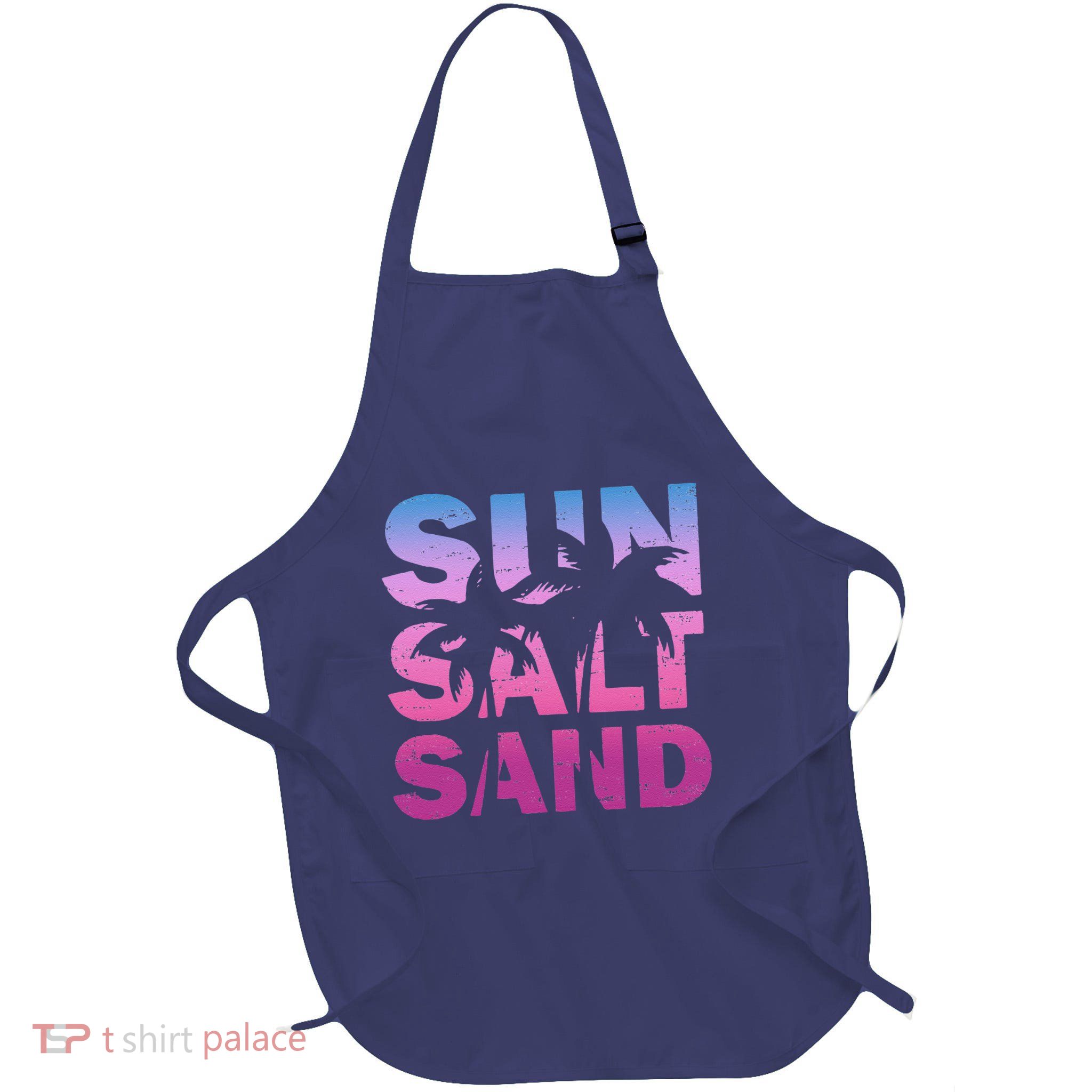 Sun Salt Sand Funny Palm Sun Retro Beach Summer Apron