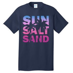 Sun Salt Sand Funny Palm Sun Retro Beach Summer Tall T-Shirt