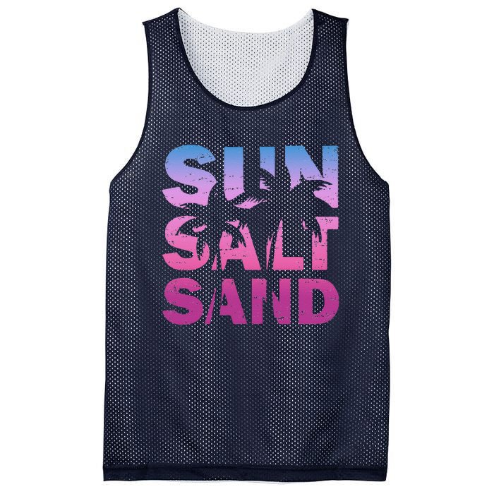 Sun Salt Sand Funny Palm Sun Retro Beach Summer Mesh Reversible Basketball Jersey Tank