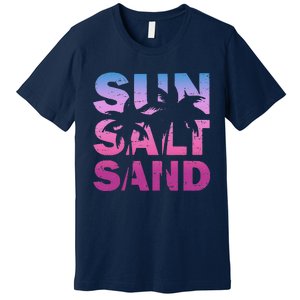 Sun Salt Sand Funny Palm Sun Retro Beach Summer Premium T-Shirt