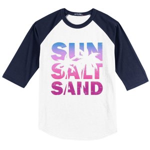 Sun Salt Sand Funny Palm Sun Retro Beach Summer Baseball Sleeve Shirt