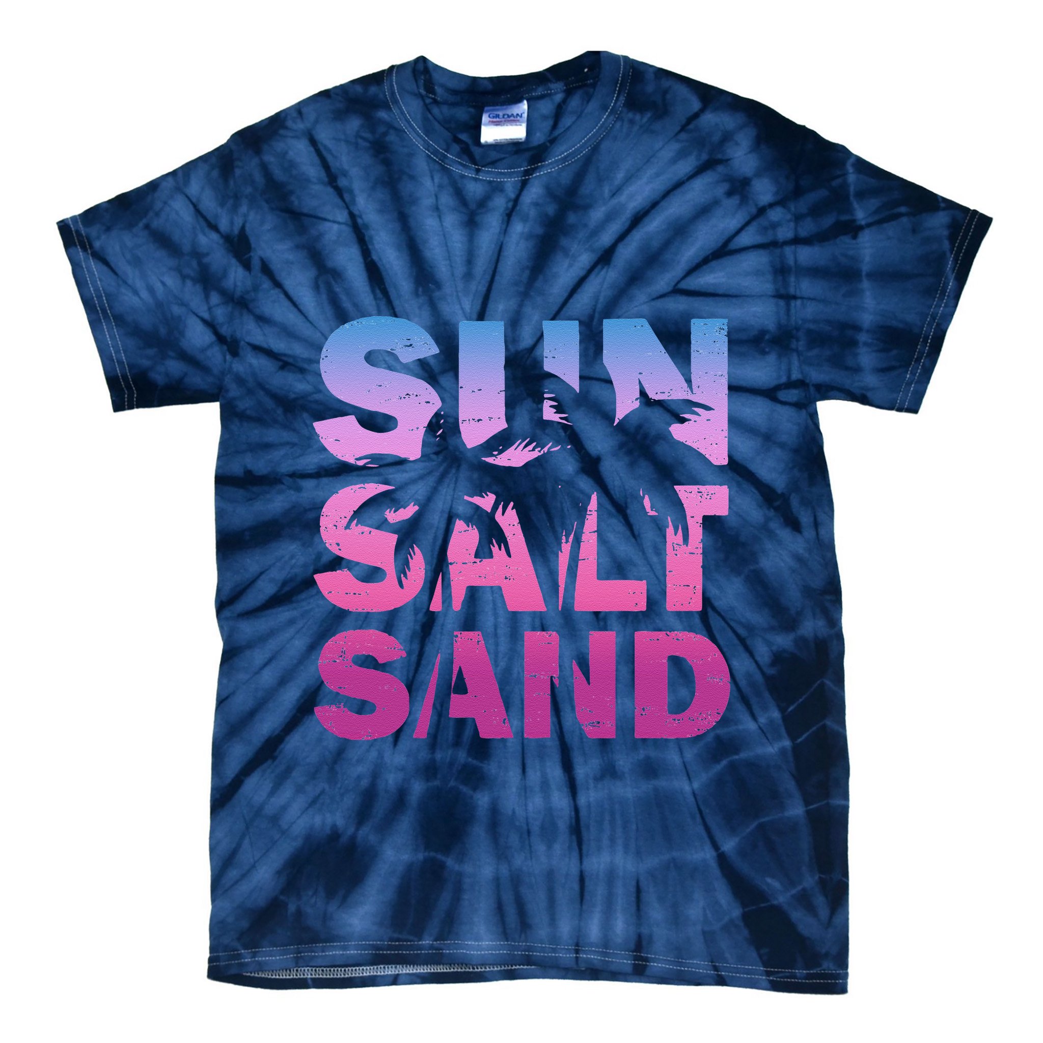 Sun Salt Sand Funny Palm Sun Retro Beach Summer Tie-Dye T-Shirt
