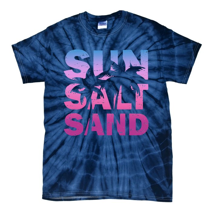 Sun Salt Sand Funny Palm Sun Retro Beach Summer Tie-Dye T-Shirt