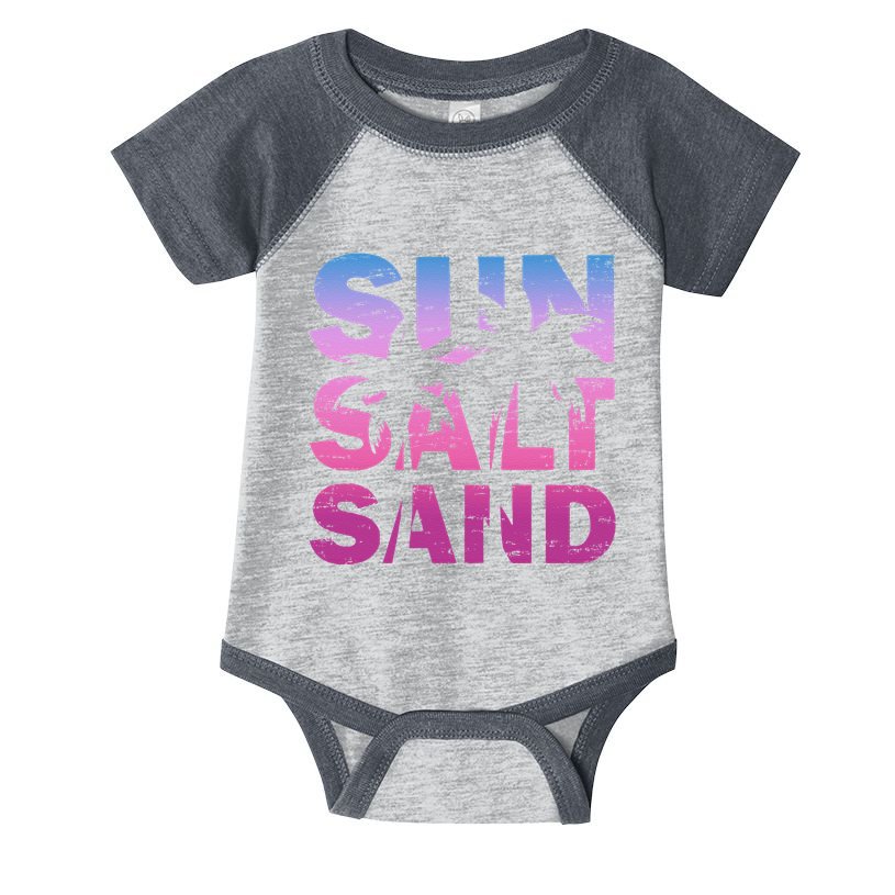 Sun Salt Sand Funny Palm Sun Retro Beach Summer Infant Baby Jersey Bodysuit