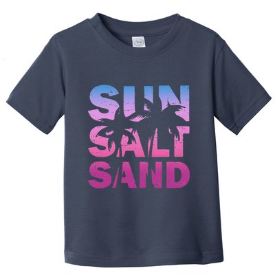 Sun Salt Sand Funny Palm Sun Retro Beach Summer Toddler T-Shirt
