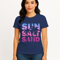 Sun Salt Sand Funny Palm Sun Retro Beach Summer Womens T-Shirt