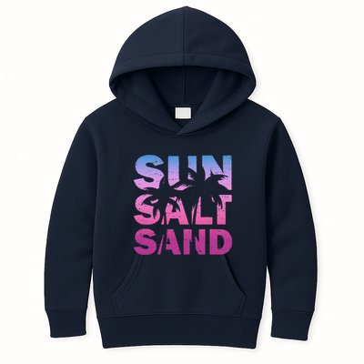 Sun Salt Sand Funny Palm Sun Retro Beach Summer Kids Hoodie