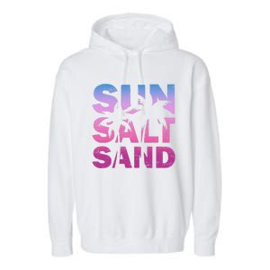 Sun Salt Sand Funny Palm Sun Retro Beach Summer Garment-Dyed Fleece Hoodie