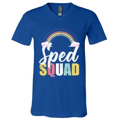 Sped Squad Sped Teacher Rainbow Special Education Teacher Gift V-Neck T-Shirt