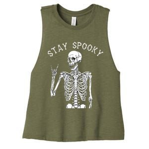 Stay Spooky Skeleton Great Gift Trick Treat Halloween Skull Hand Gift Women's Racerback Cropped Tank