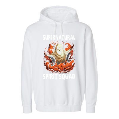 Supernatural Spirit Squad Spooky Halloween Ghouls Ghost Funny Gift Garment-Dyed Fleece Hoodie