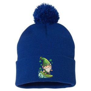 Surfing Skating St Patricks Day Gnome Cool Gift Pom Pom 12in Knit Beanie