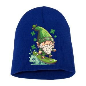 Surfing Skating St Patricks Day Gnome Cool Gift Short Acrylic Beanie