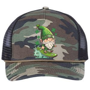 Surfing Skating St Patricks Day Gnome Cool Gift Retro Rope Trucker Hat Cap