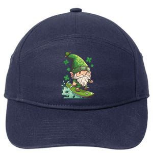 Surfing Skating St Patricks Day Gnome Cool Gift 7-Panel Snapback Hat