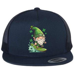 Surfing Skating St Patricks Day Gnome Cool Gift Flat Bill Trucker Hat