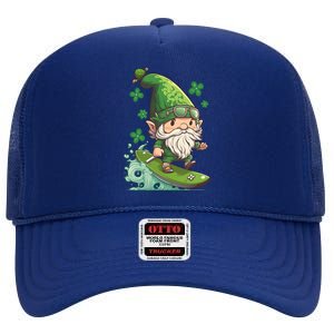 Surfing Skating St Patricks Day Gnome Cool Gift High Crown Mesh Back Trucker Hat