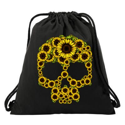 Sunflower Skull Drawstring Bag