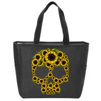 Sunflower Skull Zip Tote Bag