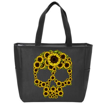 Sunflower Skull Zip Tote Bag