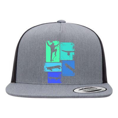 Skater Skateboarder Skateboard Gift Flat Bill Trucker Hat